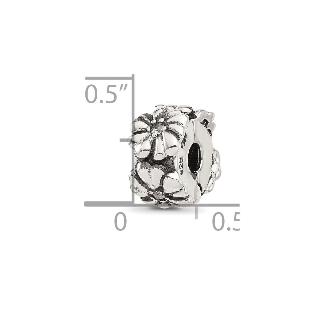 Sterling Silver Reflections CZ Floral Clip Bead