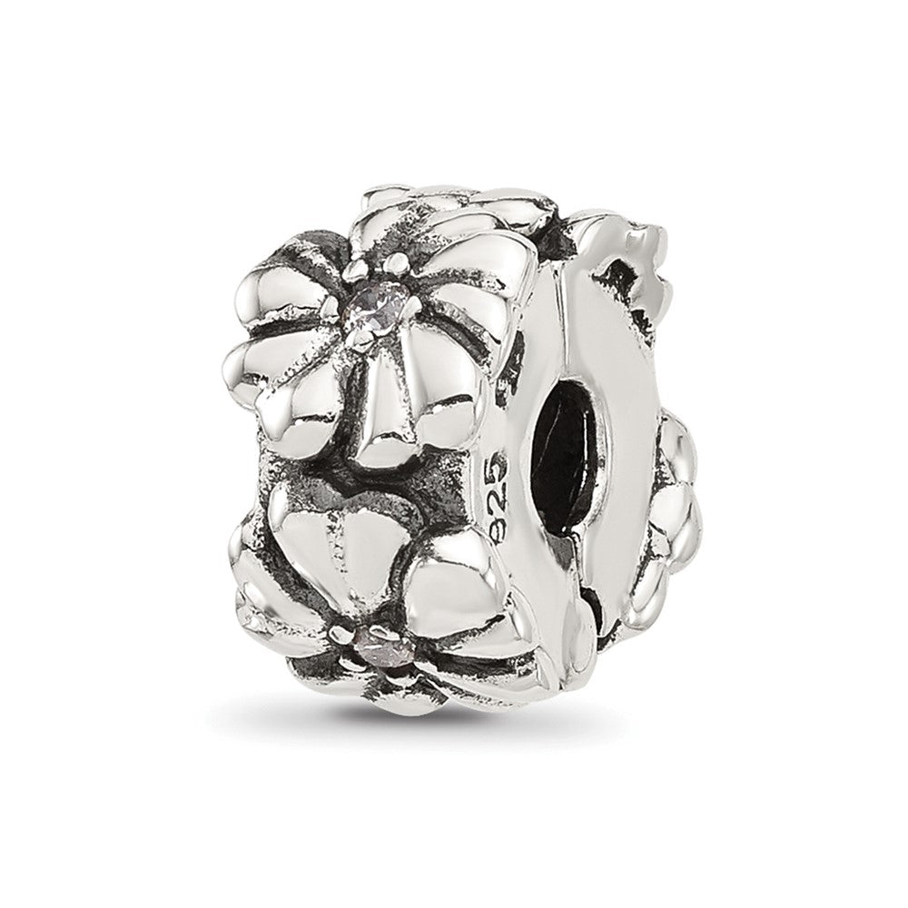 Sterling Silver Reflections CZ Floral Clip Bead