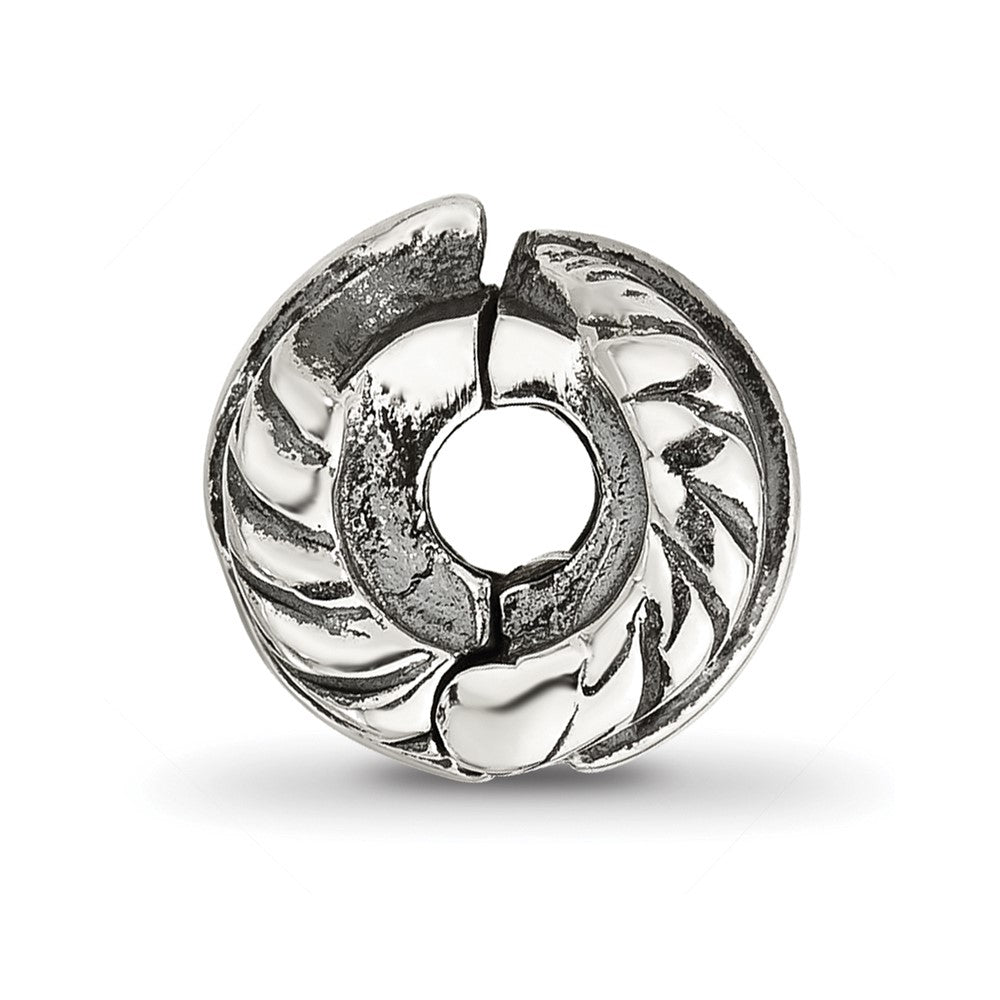 Sterling Silver Reflections Antiqued Leaf Clip Bead