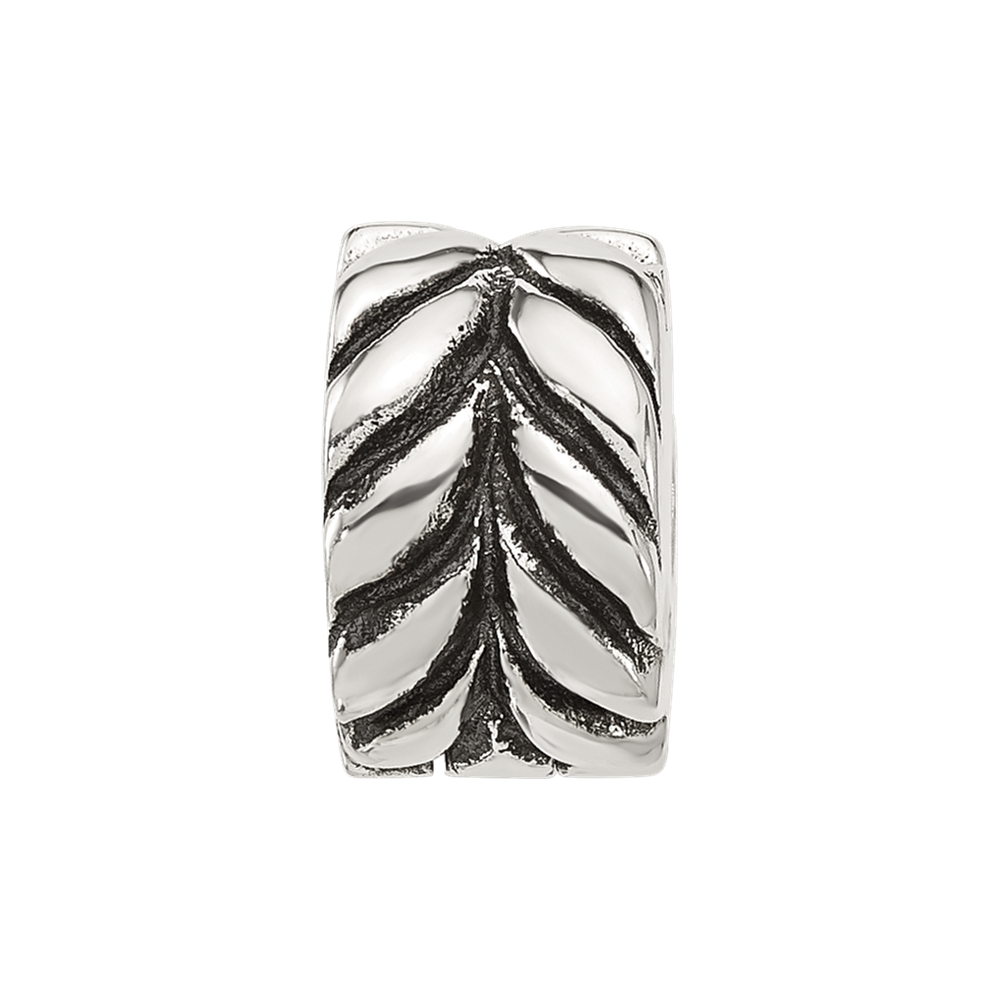 Sterling Silver Reflections Antiqued Leaf Design Clip Bead