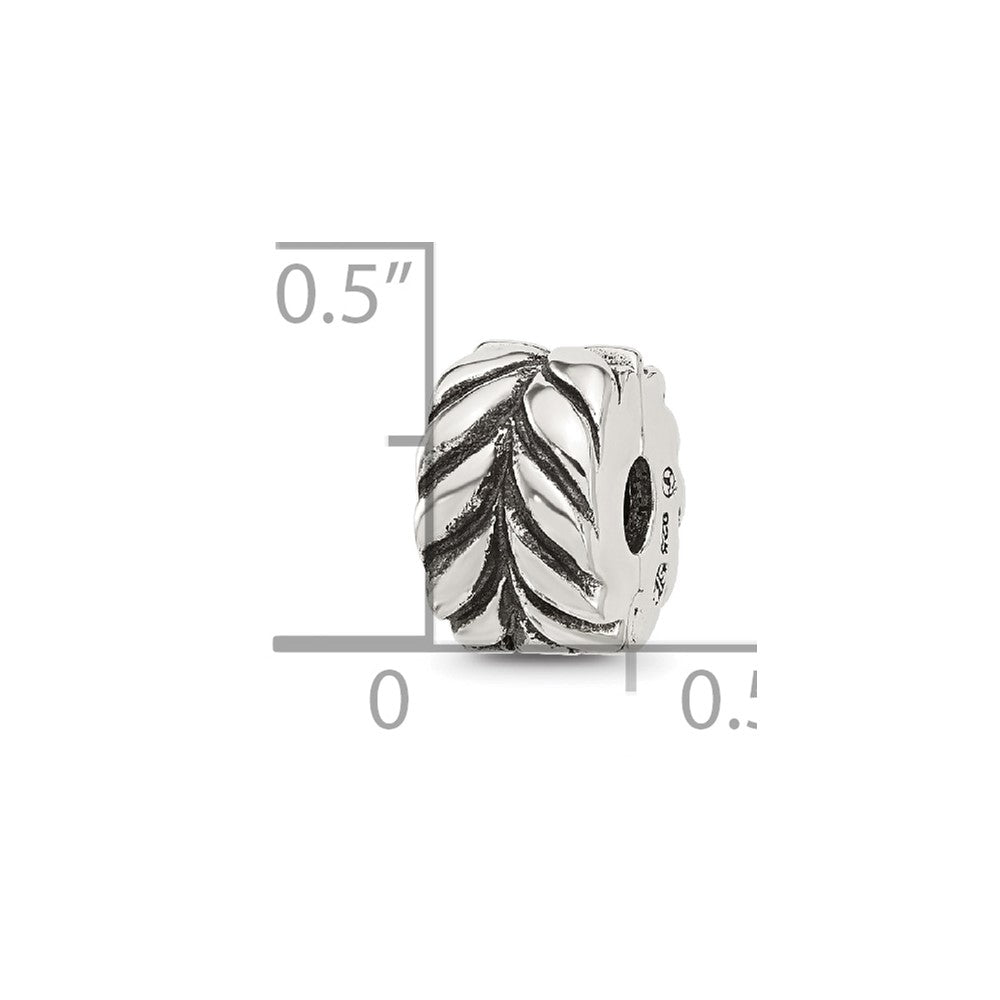 Sterling Silver Reflections Antiqued Leaf Design Clip Bead