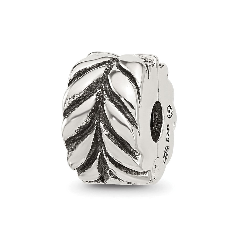 Sterling Silver Reflections Antiqued Leaf Design Clip Bead