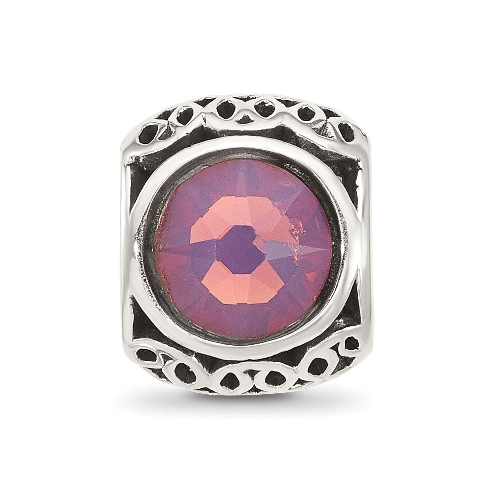 Sterling Silver Reflections Antiqued Purple Crystal Bead