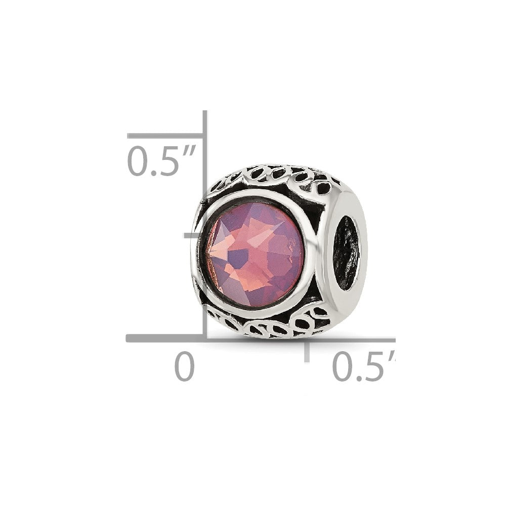 Sterling Silver Reflections Antiqued Purple Crystal Bead