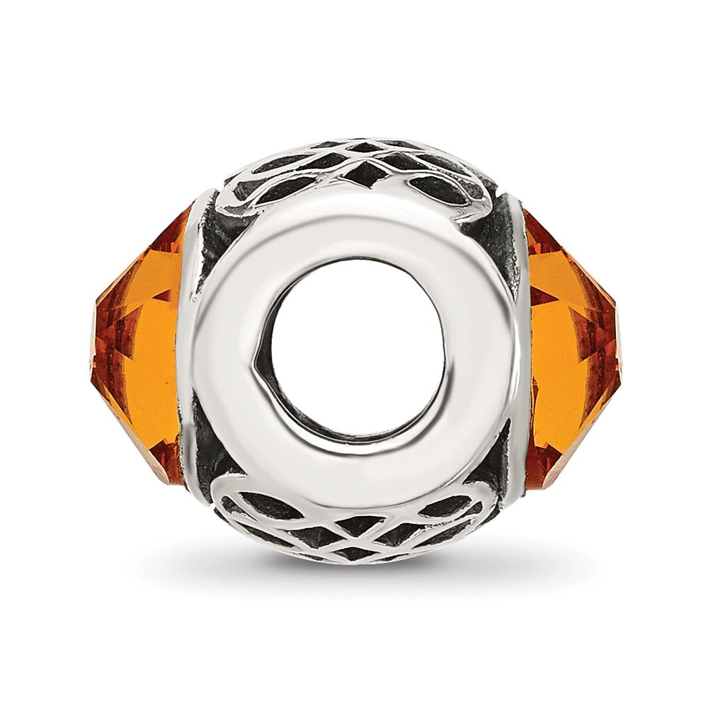 Sterling Silver Reflections Antiqued Orange Swarovski Crystal Bead