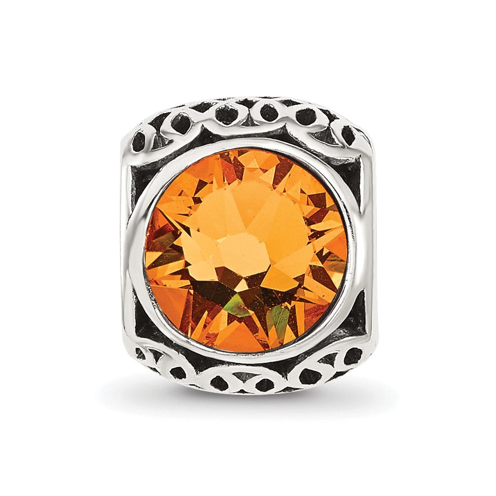 Sterling Silver Reflections Antiqued Orange Swarovski Crystal Bead