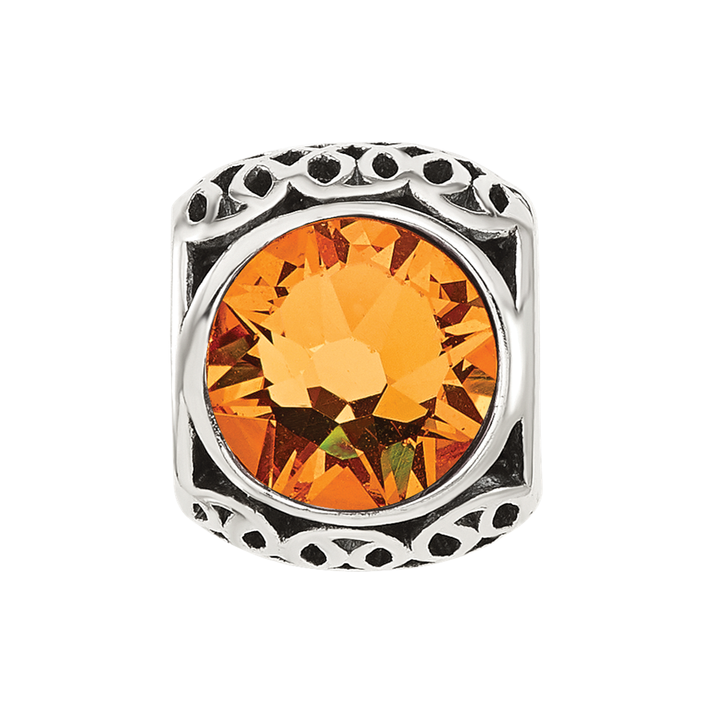 Sterling Silver Reflections Antiqued Orange Swarovski Crystal Bead