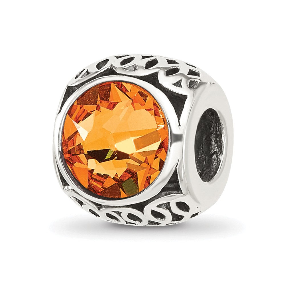 Sterling Silver Reflections Antiqued Orange Swarovski Crystal Bead