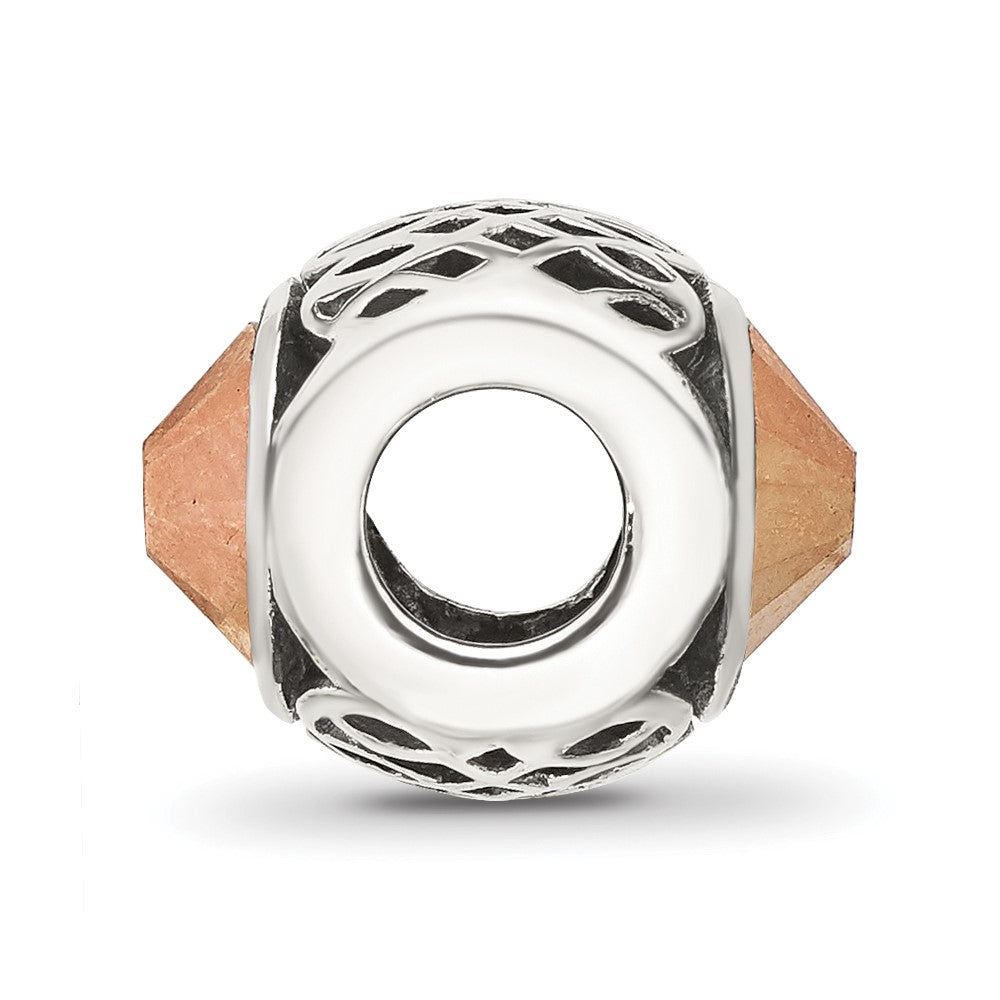Sterling Silver Reflections Antiqued Brown Crystal Bead