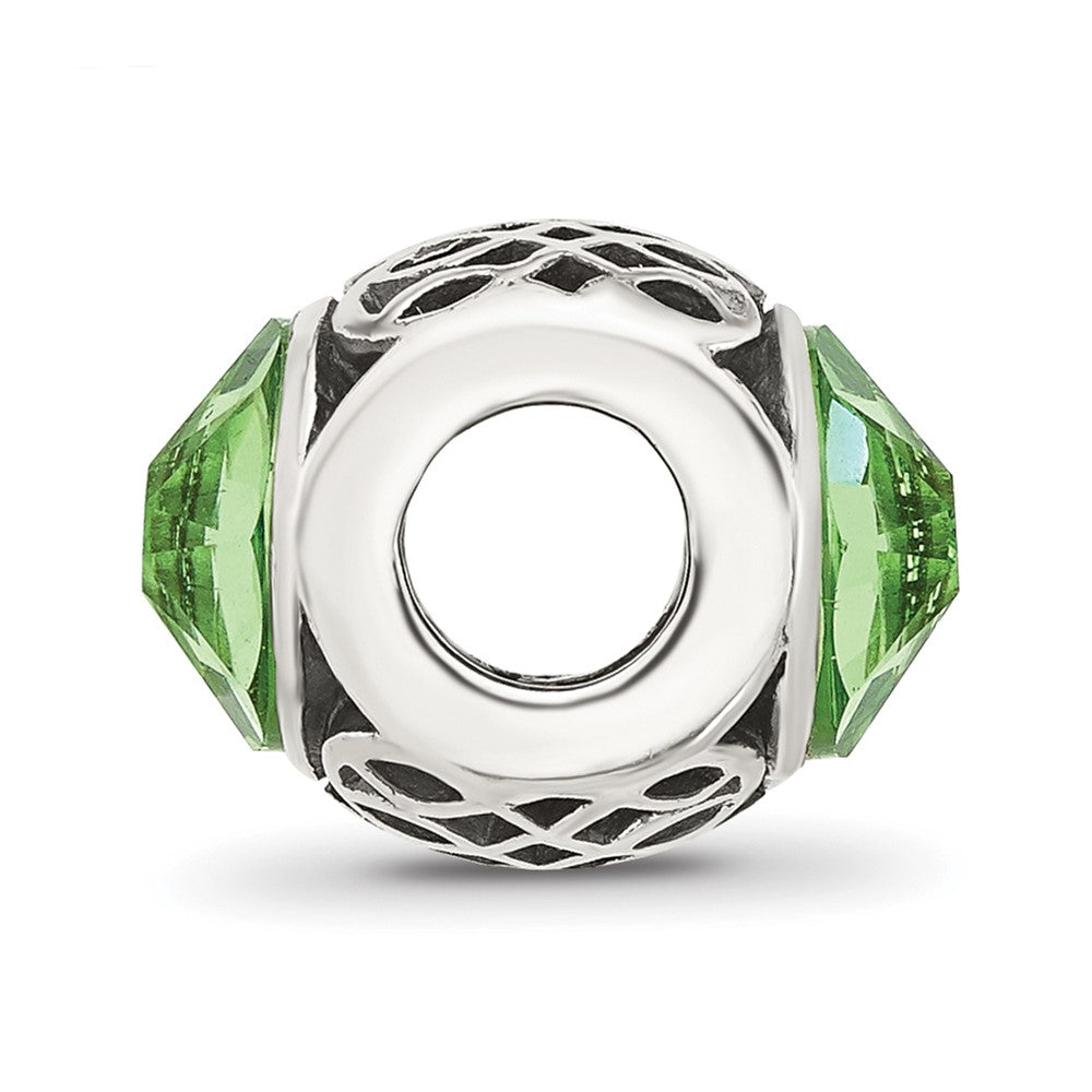 Sterling Silver Reflections Antiqued Light Green Swarovski Crystal Bead