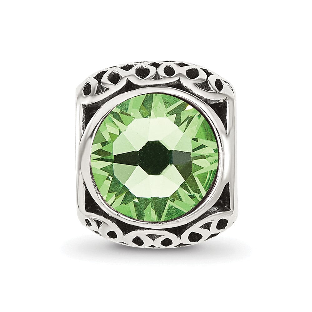 Sterling Silver Reflections Antiqued Light Green Swarovski Crystal Bead