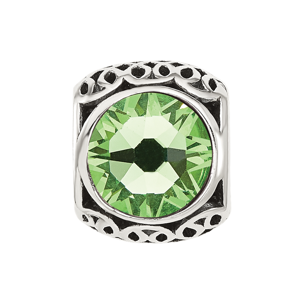 Sterling Silver Reflections Antiqued Light Green Swarovski Crystal Bead