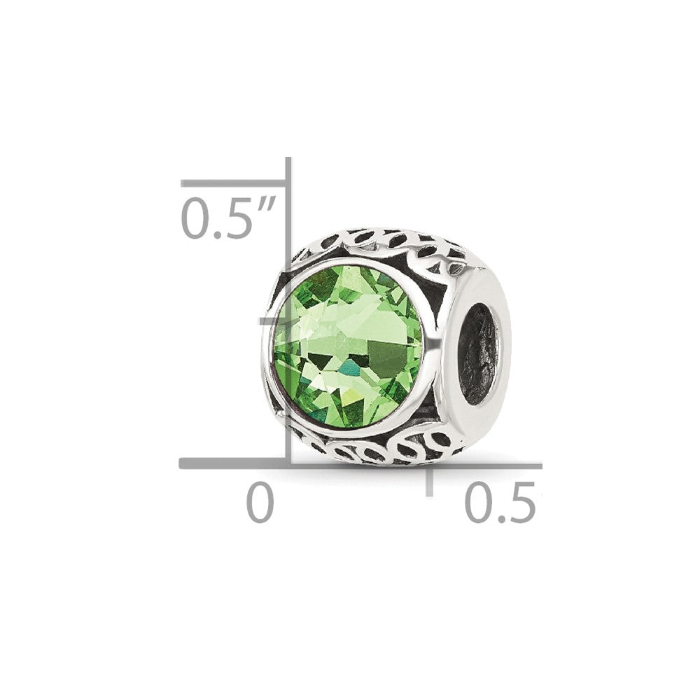 Sterling Silver Reflections Antiqued Light Green Swarovski Crystal Bead