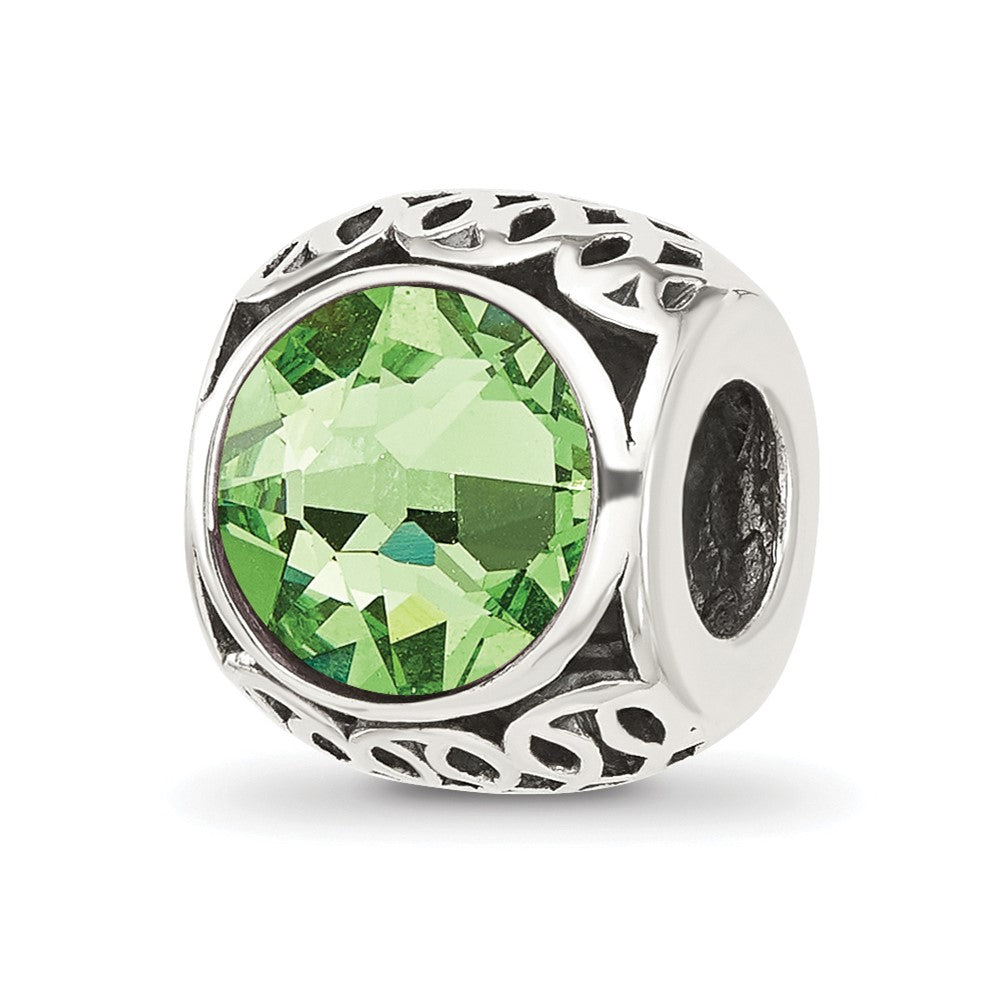 Sterling Silver Reflections Antiqued Light Green Swarovski Crystal Bead