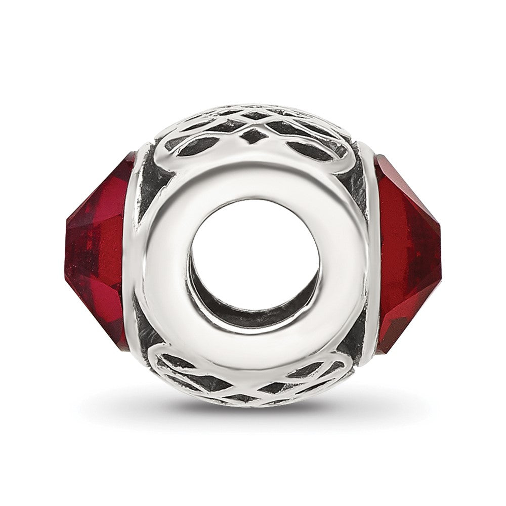 Sterling Silver Reflections Antiqued Dark Red Crystal Bead