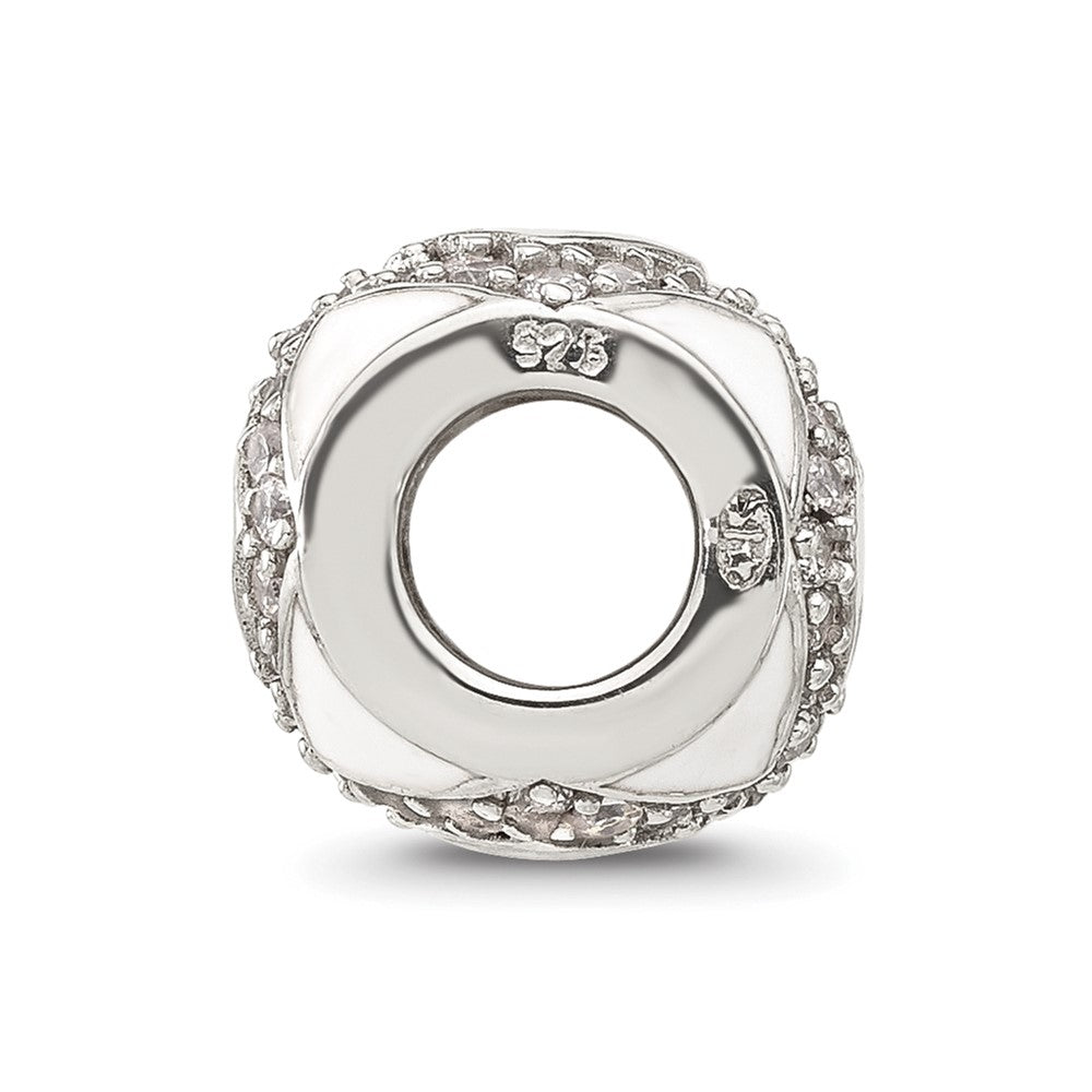 Sterling Silver Reflections White Enamel and CZ Fancy Bead