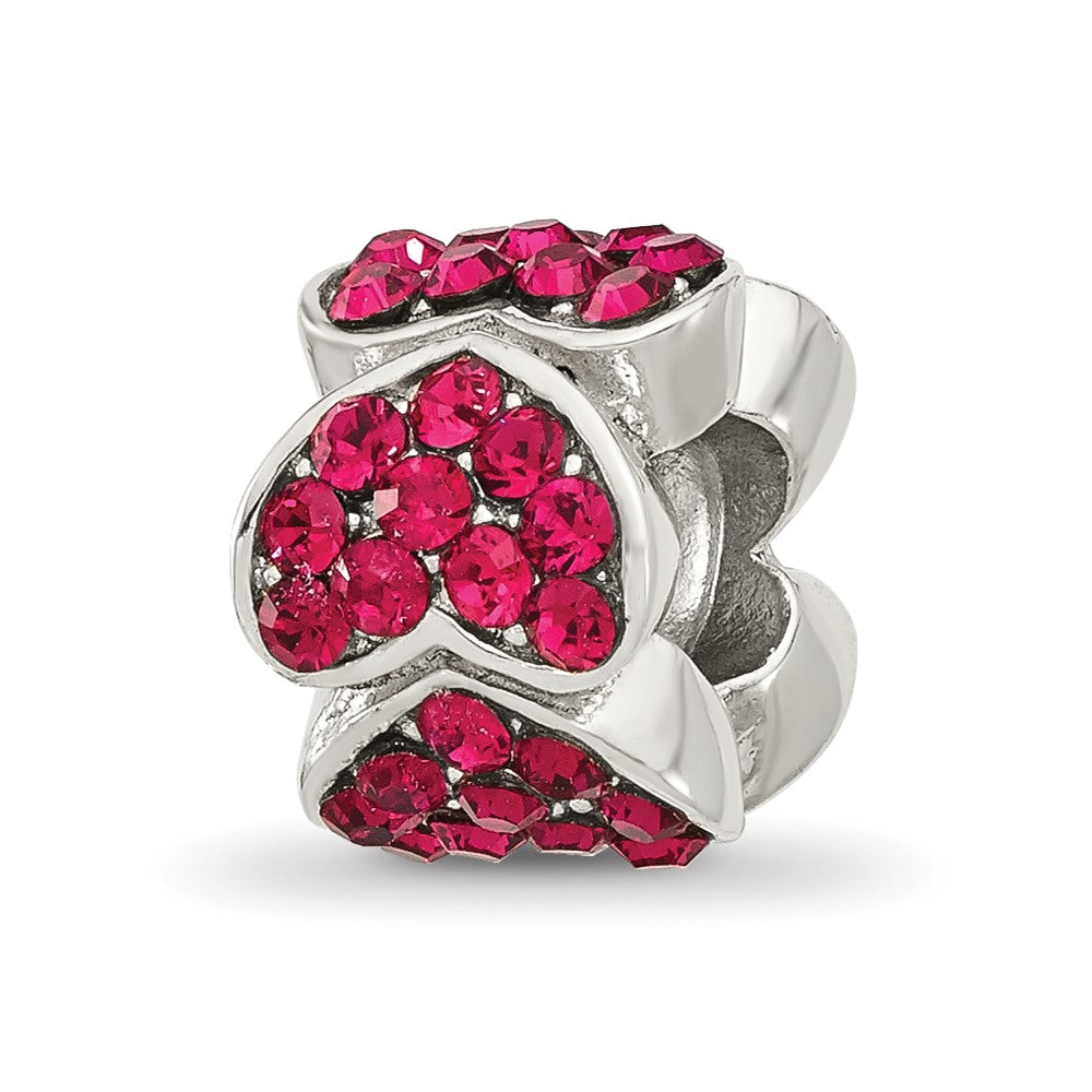 Sterling Silver Reflections Red Crystal Hearts Bead