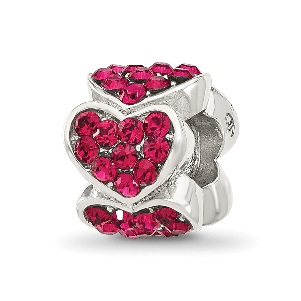 Sterling Silver Reflections Red Crystal Hearts Bead