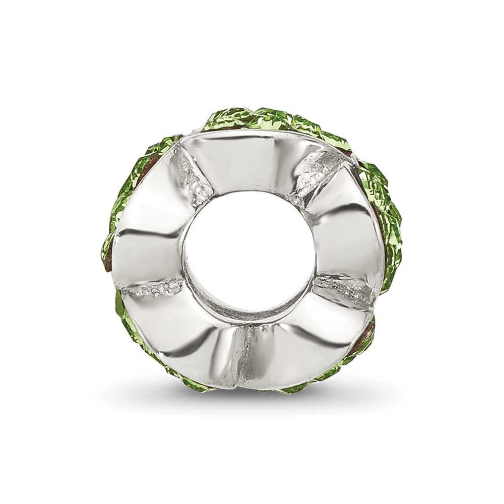 Sterling Silver Reflections Green Crystal Hearts Bead