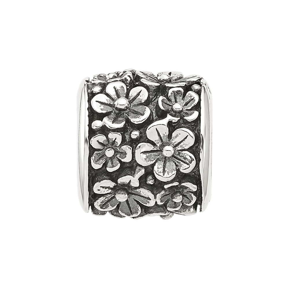 Sterling Silver Reflections Antiqued Floral Bead