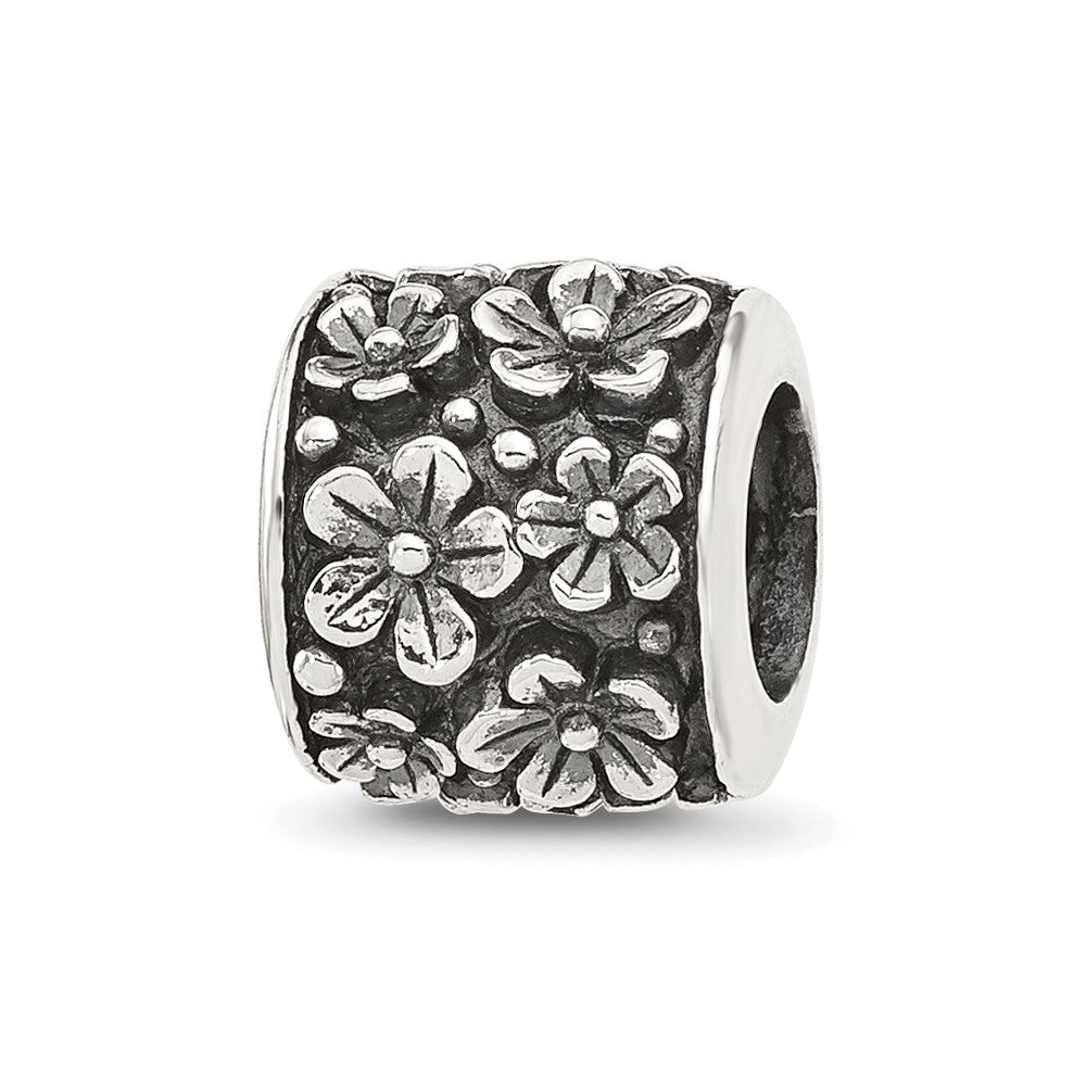 Sterling Silver Reflections Antiqued Floral Bead