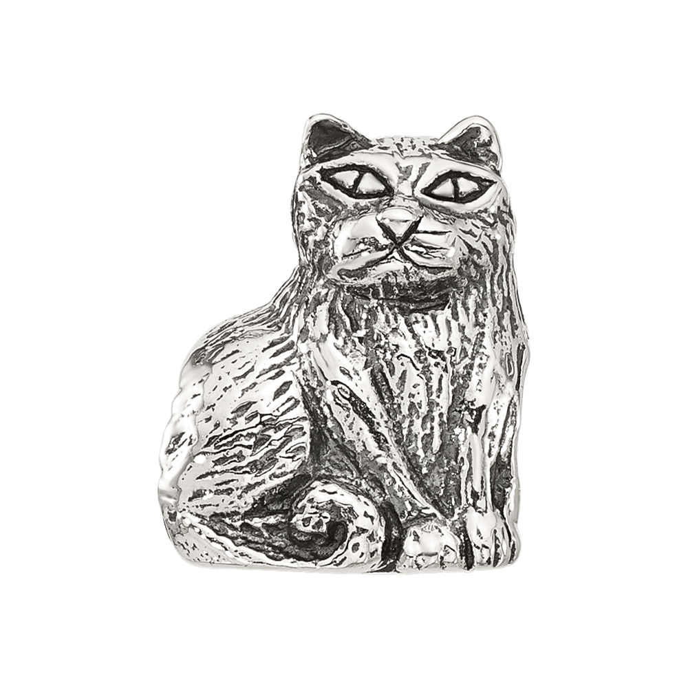 Sterling Silver Reflections Antiqued Cat Bead