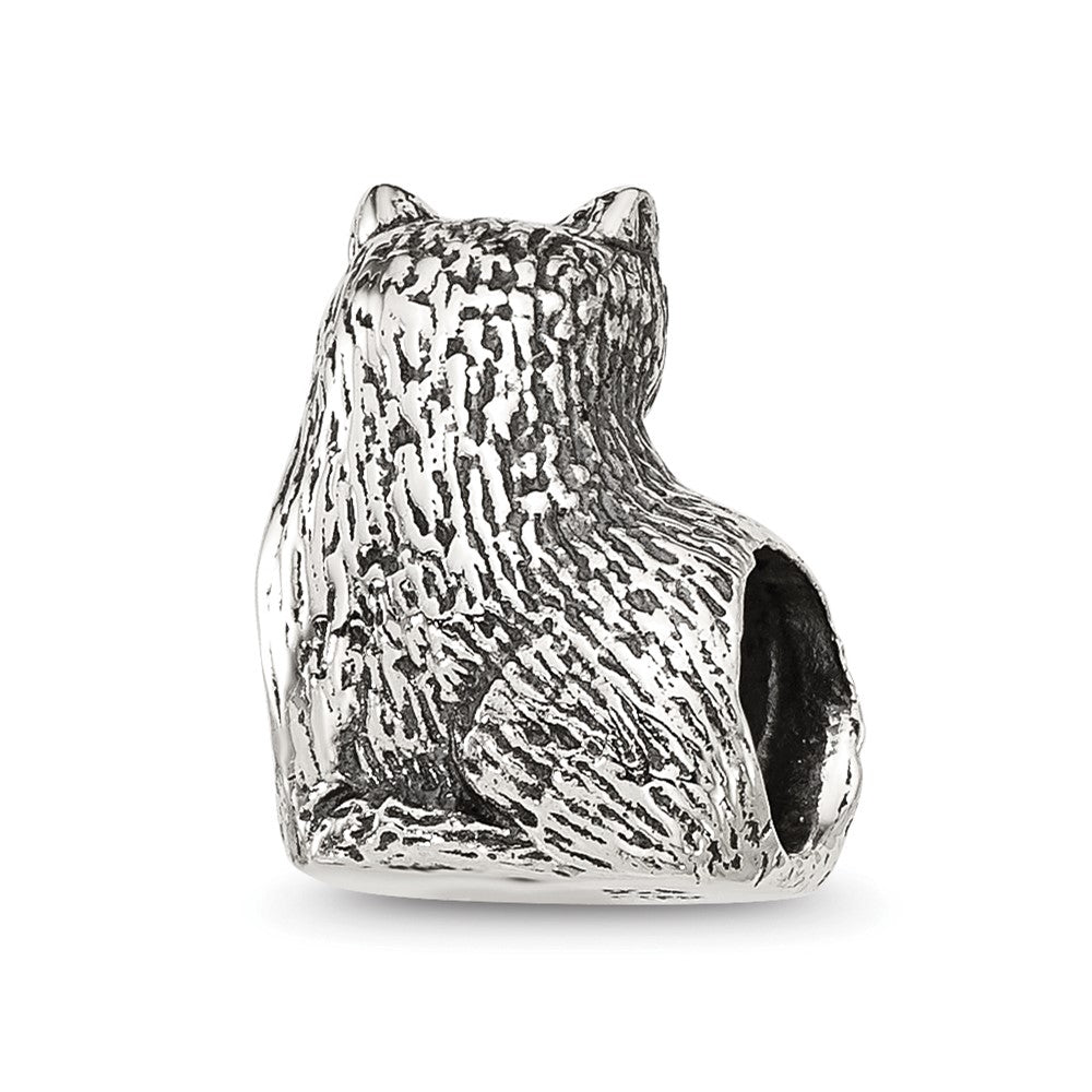 Sterling Silver Reflections Antiqued Cat Bead