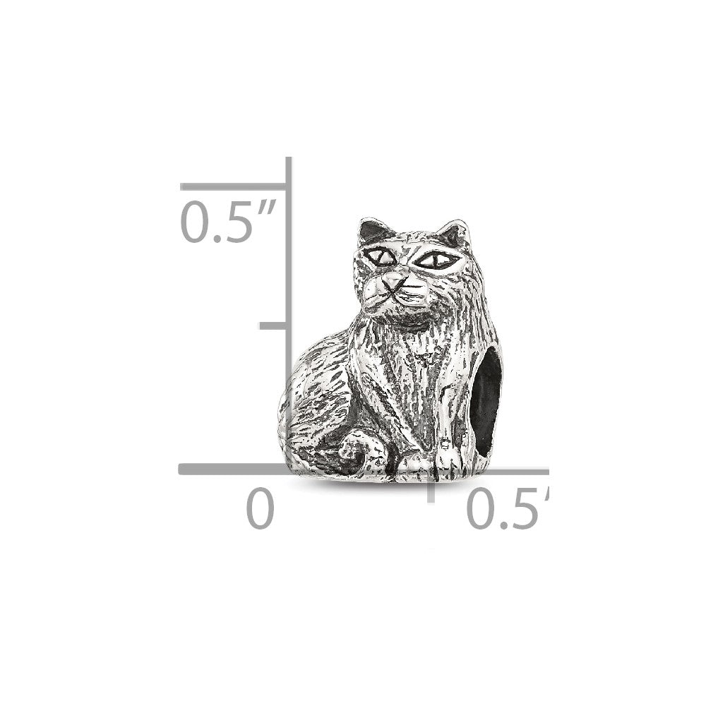 Sterling Silver Reflections Antiqued Cat Bead