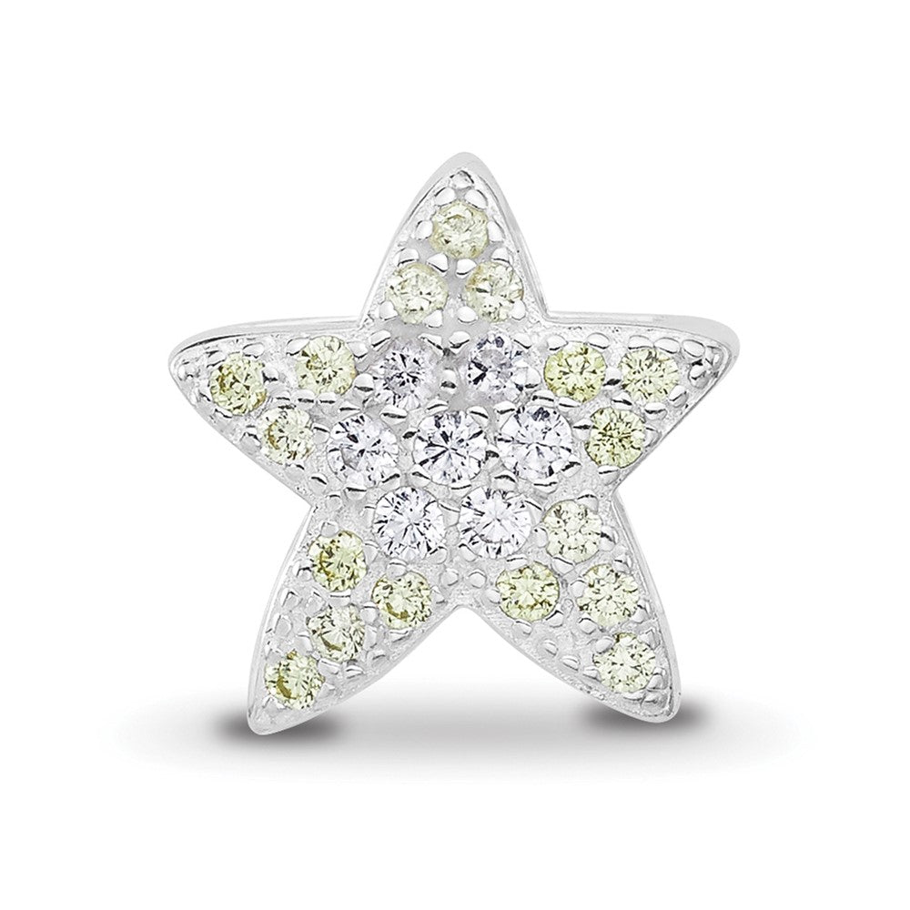 Sterling Silver Reflections Rhodium-plated Yellow & Clear CZ Star Bead