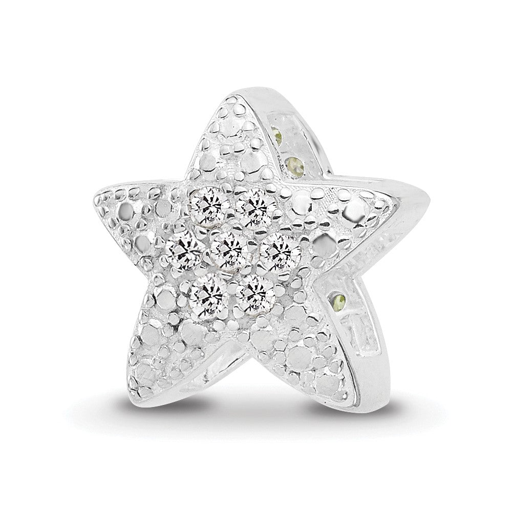 Sterling Silver Reflections Rhodium-plated Yellow & Clear CZ Star Bead
