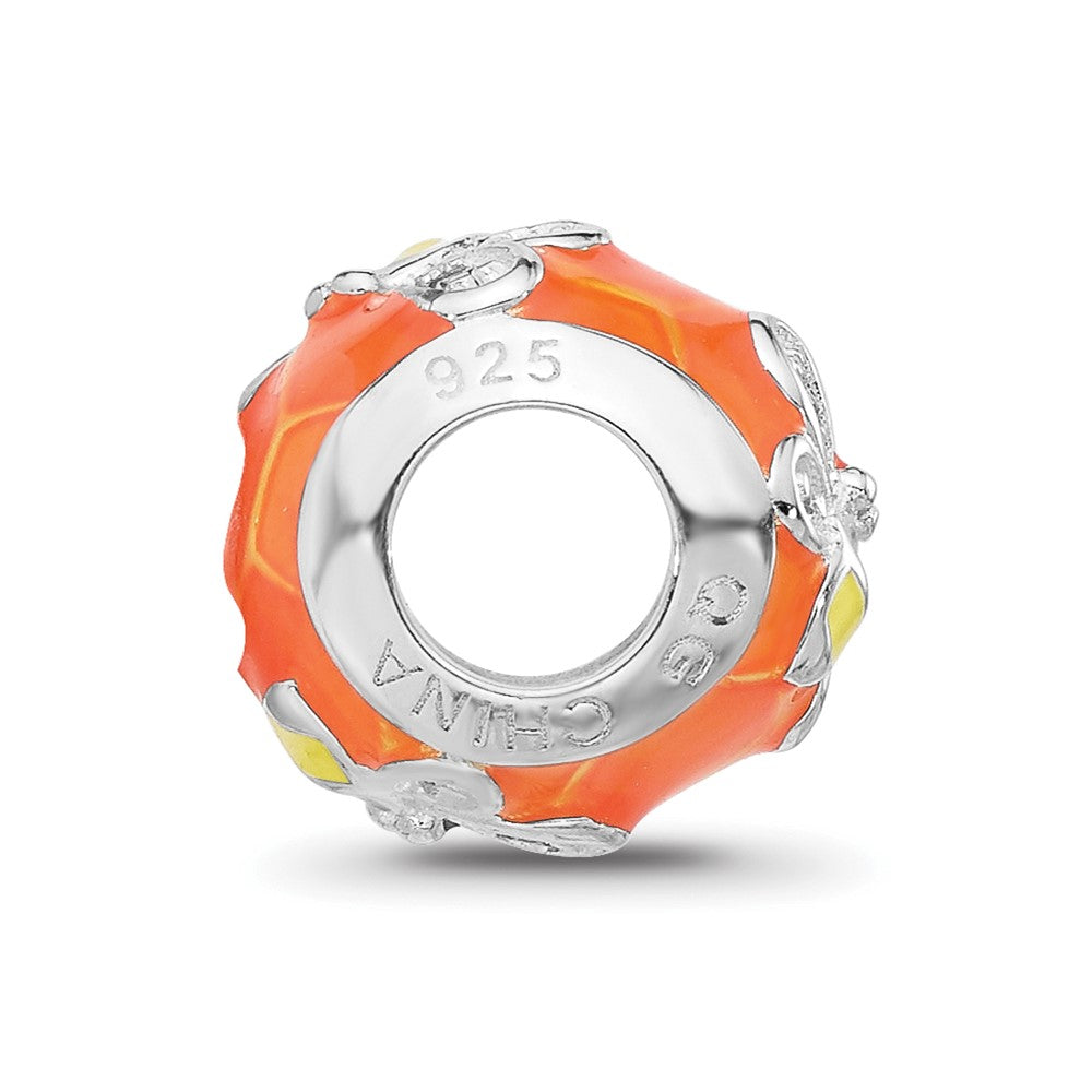 Sterling Silver Reflections Rhodium-plated Enameled CZ Bee Bead