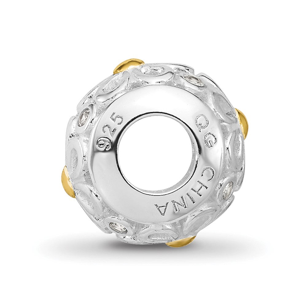 Sterling Silver Reflections Rhodium & Gold Plated Floral Bead