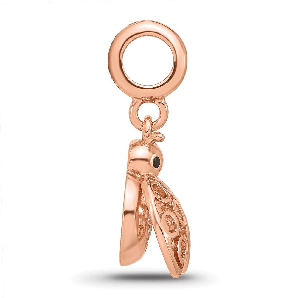 Sterling Silver Reflections Rose Gold-plated CZ Bug Dangle Bead
