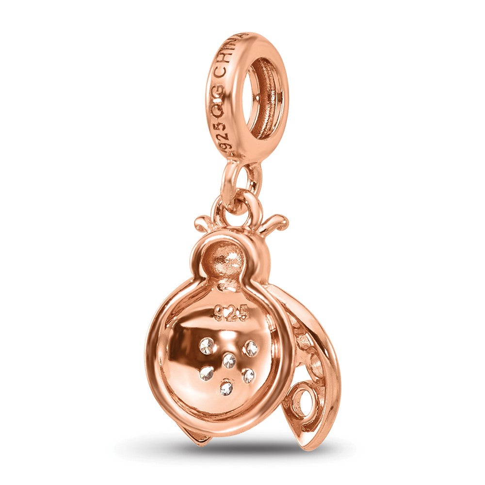 Sterling Silver Reflections Rose Gold-plated CZ Bug Dangle Bead