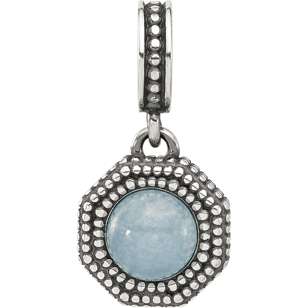 Sterling Silver Reflections Antiqued Blue Chalcedony Dangle Bead