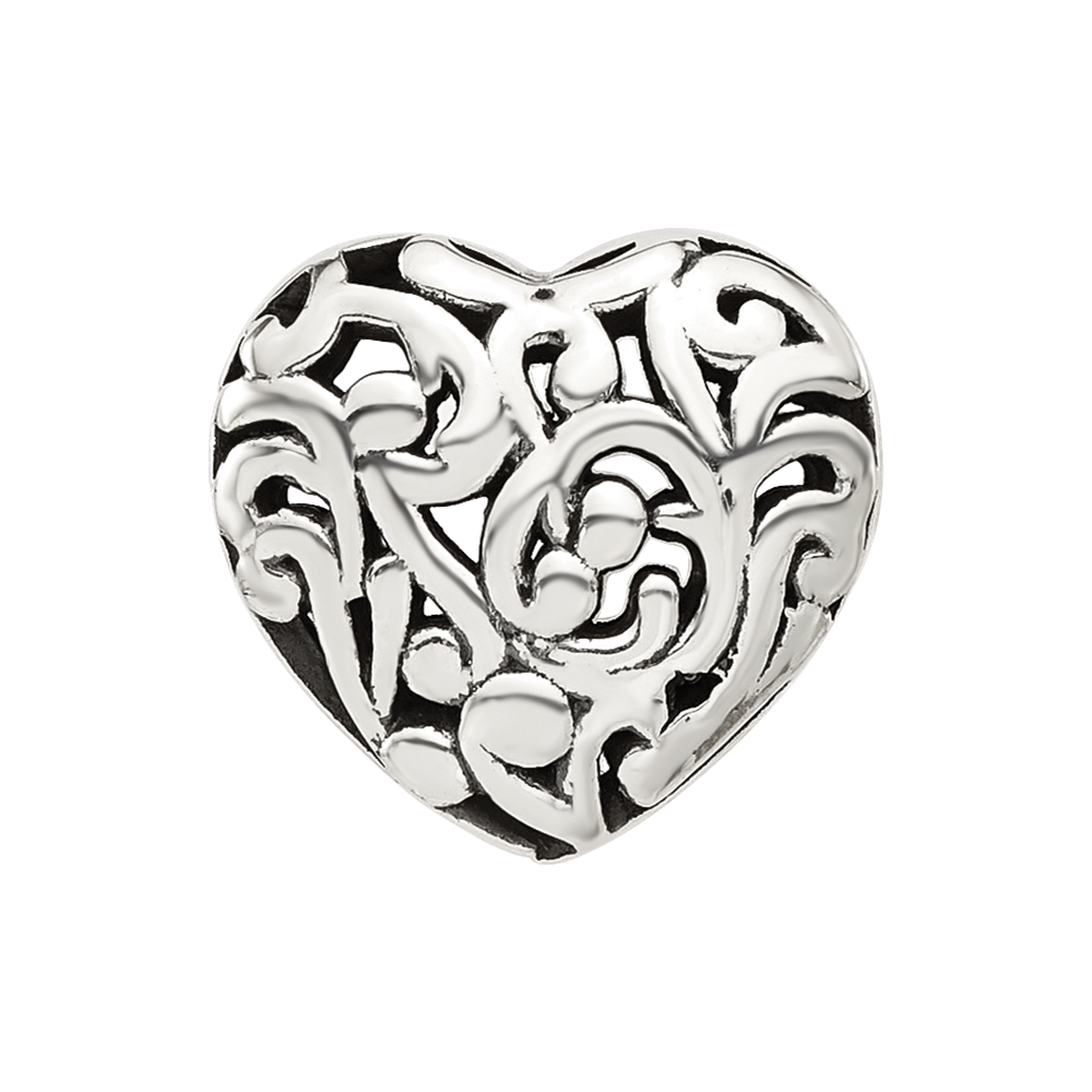 Sterling Silver Reflections Floral Heart Bead