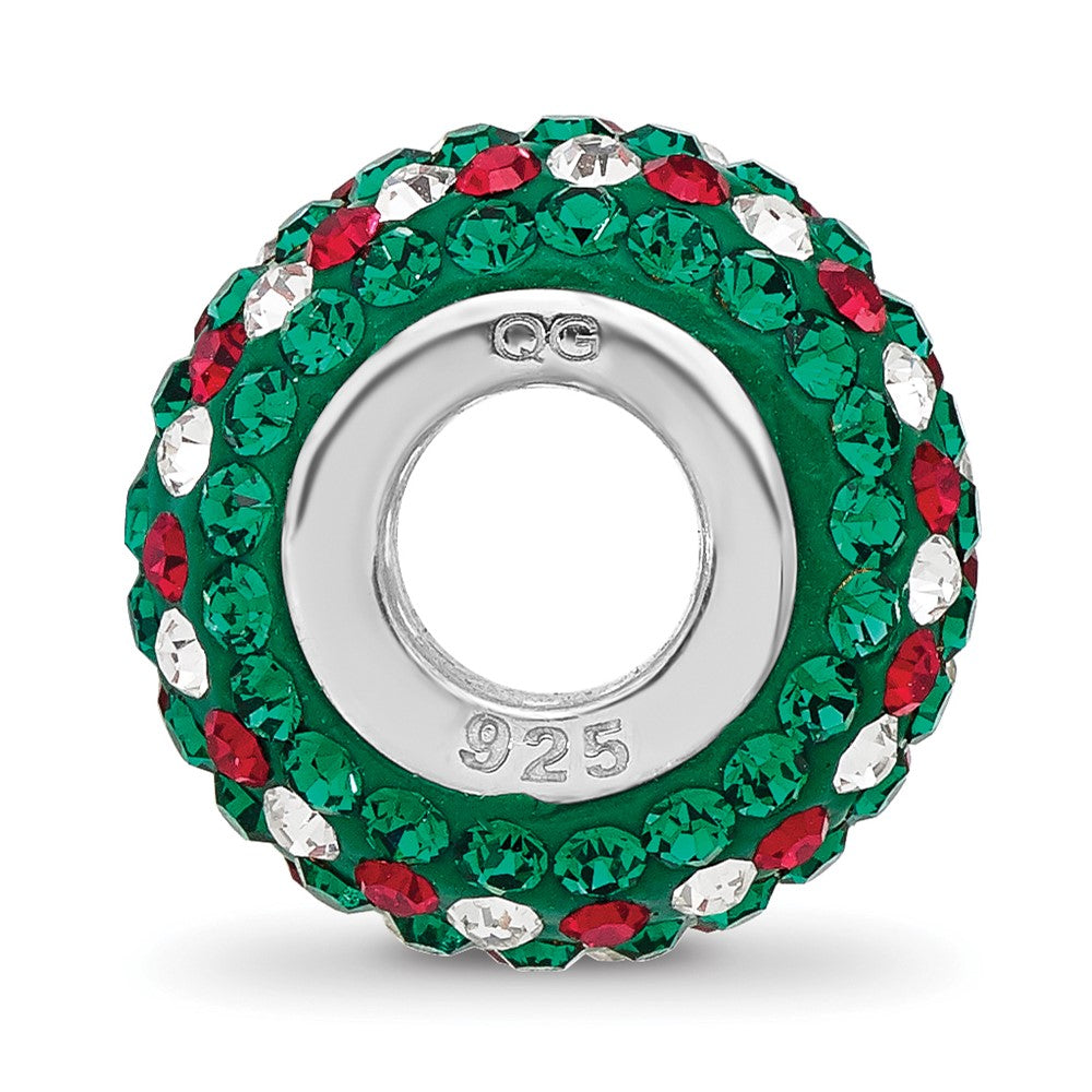 Sterling Silver Reflections RH-plated Red/Green/White Preciosa Crystal Bead