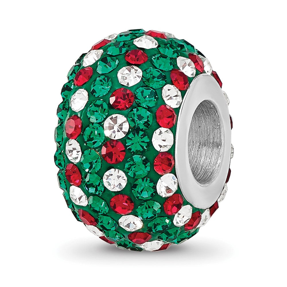 Sterling Silver Reflections RH-plated Red/Green/White Preciosa Crystal Bead