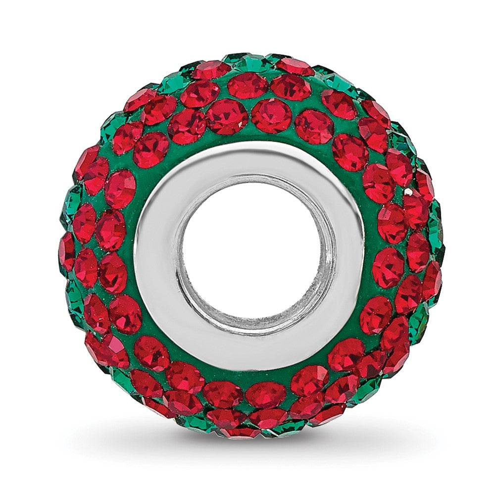 Sterling Silver Reflections RH-plated Red/Green Preciosa Crystal Bead