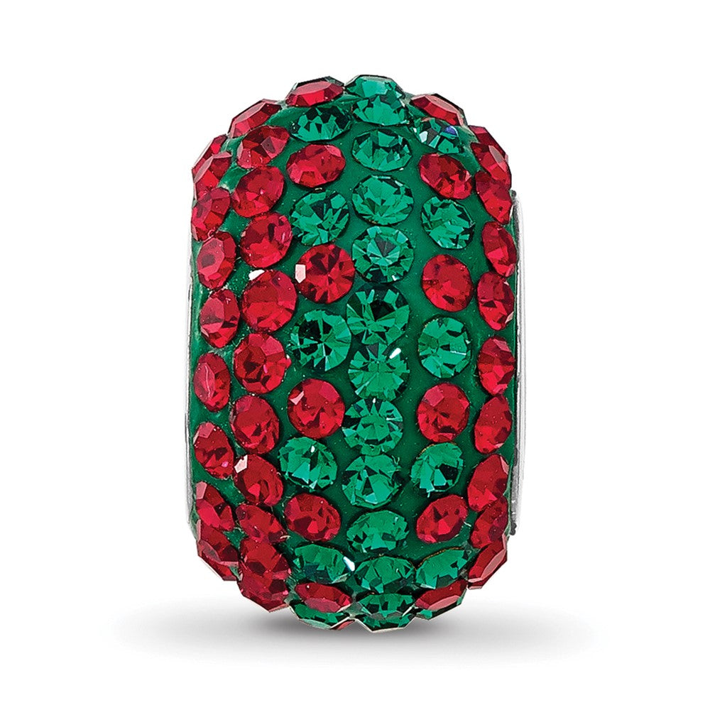 Sterling Silver Reflections RH-plated Red/Green Preciosa Crystal Bead