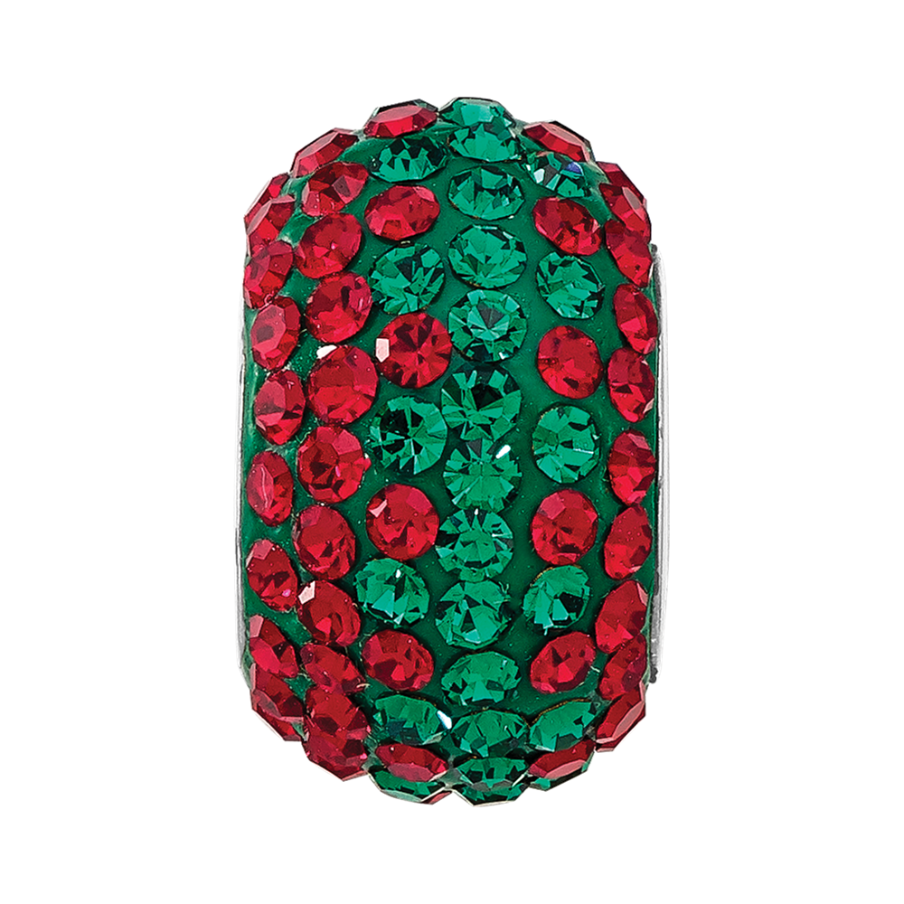 Sterling Silver Reflections RH-plated Red/Green Preciosa Crystal Bead