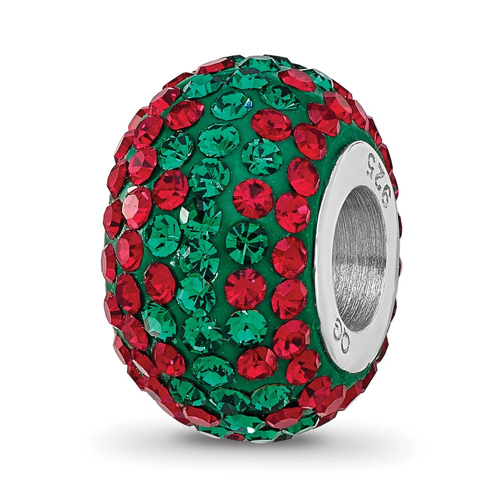 Sterling Silver Reflections RH-plated Red/Green Preciosa Crystal Bead