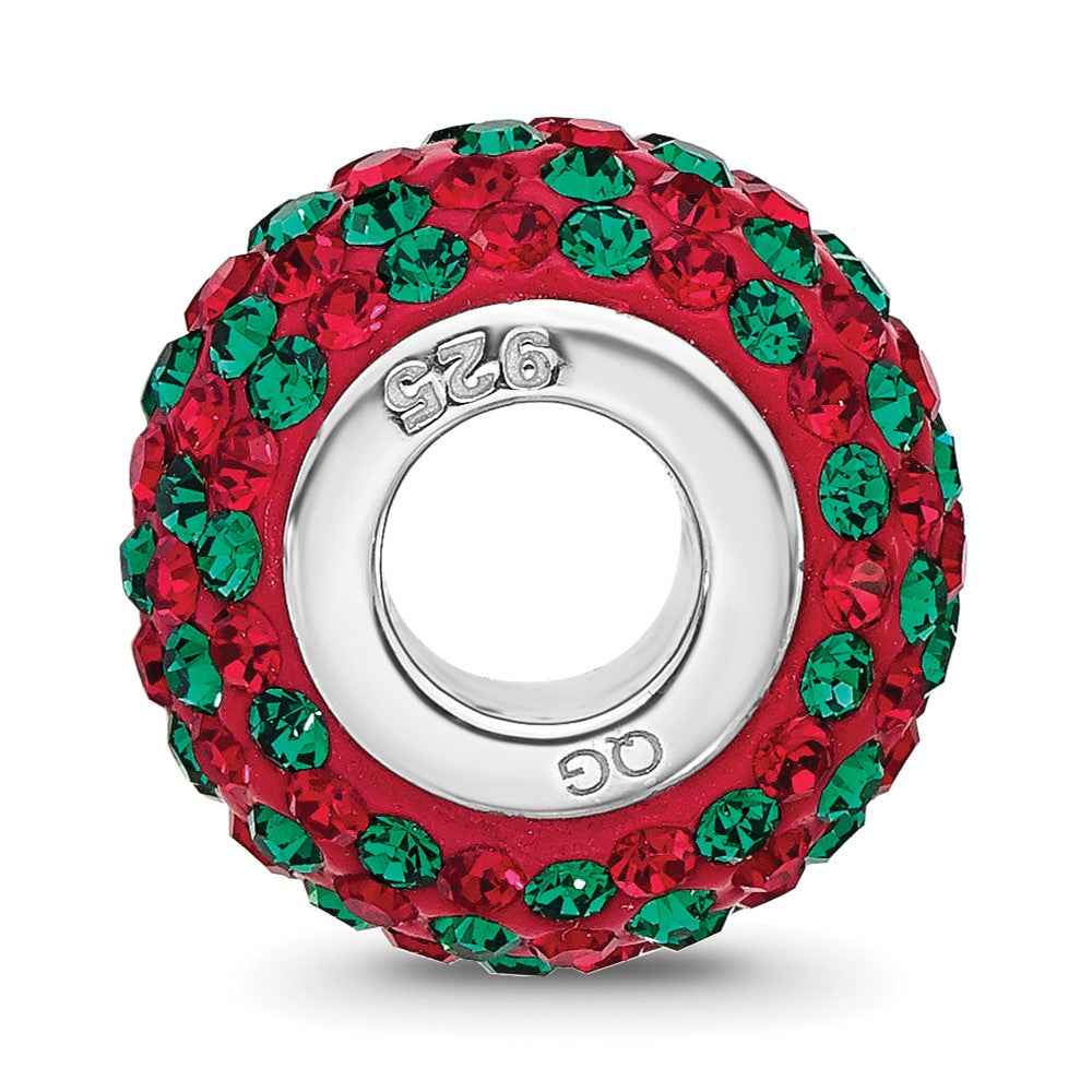 Sterling Silver Reflections RH-plated Red/Green Preciosa Crystal Bead