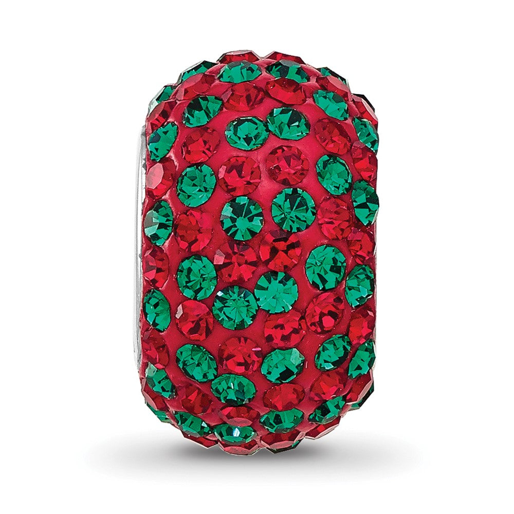 Sterling Silver Reflections RH-plated Red/Green Preciosa Crystal Bead