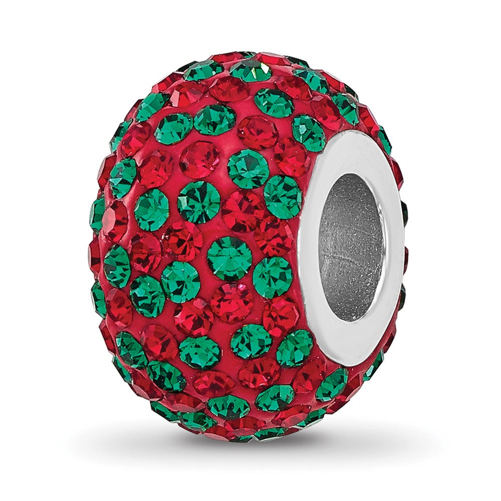 Sterling Silver Reflections RH-plated Red/Green Preciosa Crystal Bead