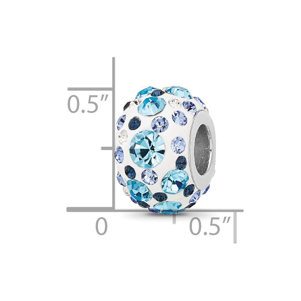 Sterling Silver Reflections RH-plated Blue/White Preciosa Crystal Bead