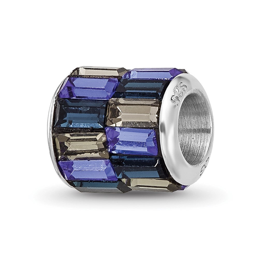 Sterling Silver Reflections RH-plated Blue/Grey Preciosa Crystal Bead