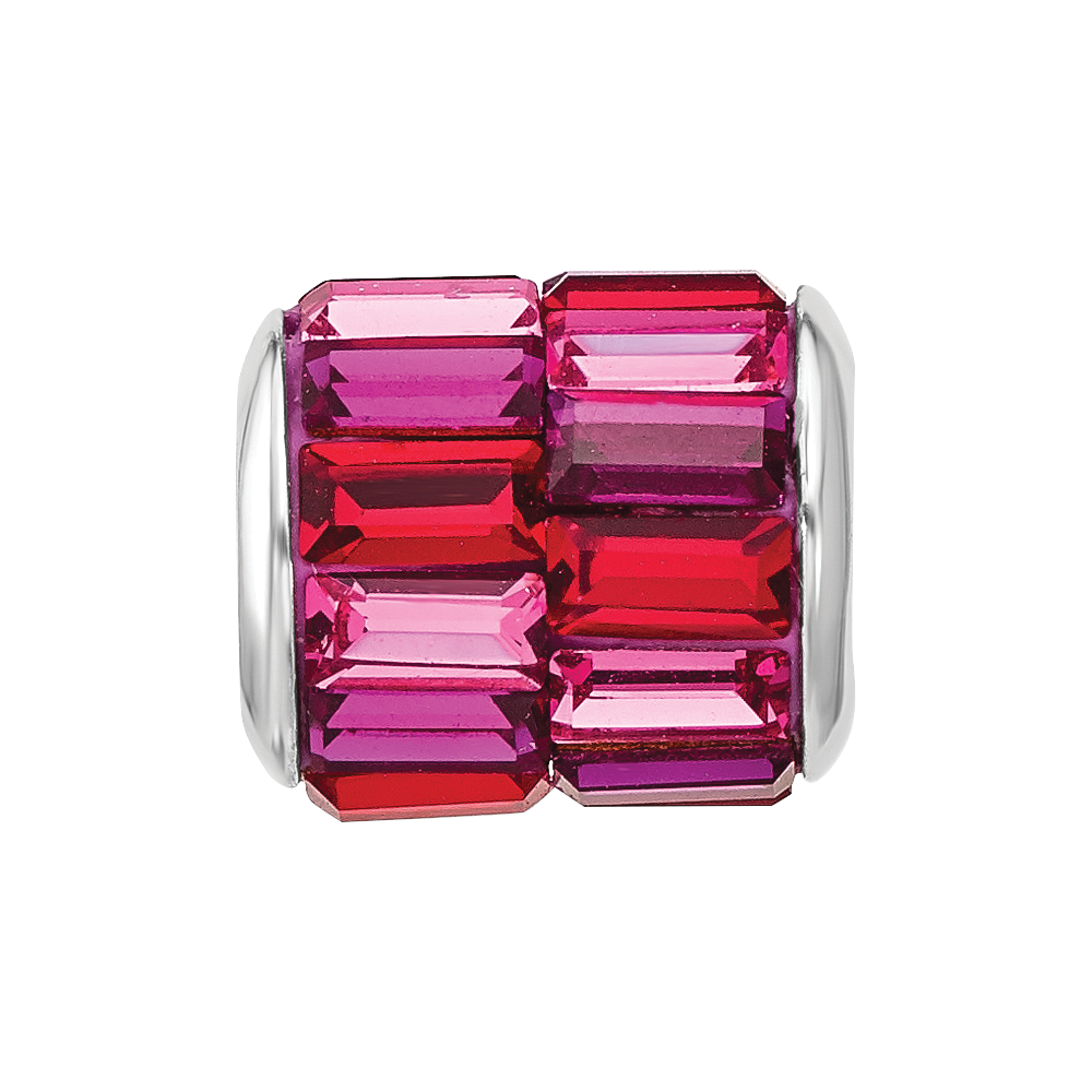 Sterling Silver Reflections RH-plated Pink/Red Preciosa Crystal Bead
