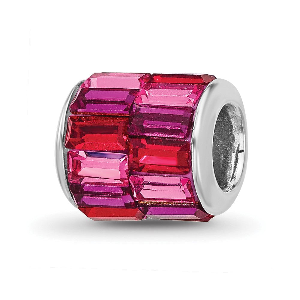 Sterling Silver Reflections RH-plated Pink/Red Preciosa Crystal Bead