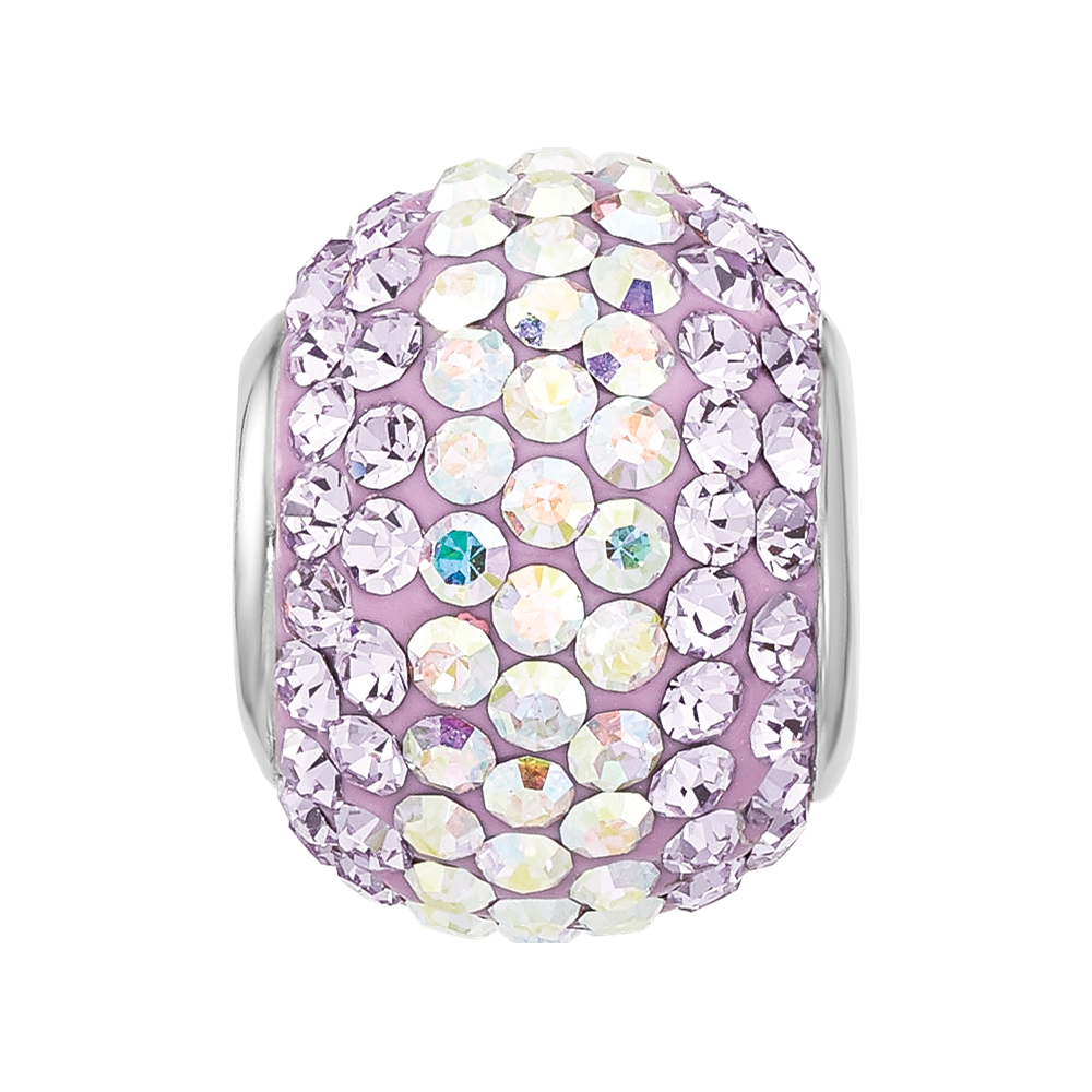 Sterling Silver Reflections RH-plated Purple/Iridecent Preciosa Crystal Bea